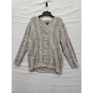 Future Collective‎ Jeneee Naylor Fringe Cable Knit Cardigan Gray XS 258032082